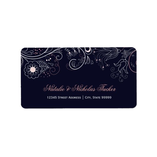 Bloemenpatroon Navy met Tulp - Adreslabels Etiket (Voorkant)