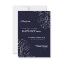 Bloemenpatroon Navy/Wit - Ontvangst Uitnodiging
