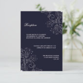 Bloemenpatroon Navy/Wit - Ontvangst Uitnodiging (Staand voorkant)