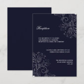 Bloemenpatroon Navy/Wit - Ontvangst Uitnodiging (Voorkant / Achterkant)