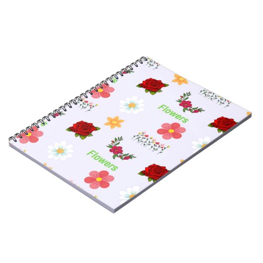 Bloemenpatroon op grijs notitieboek (Linkerzijde)