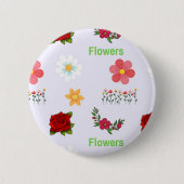 Bloemenpatroon op grijs ronde button 5,7 cm (Voorkant)