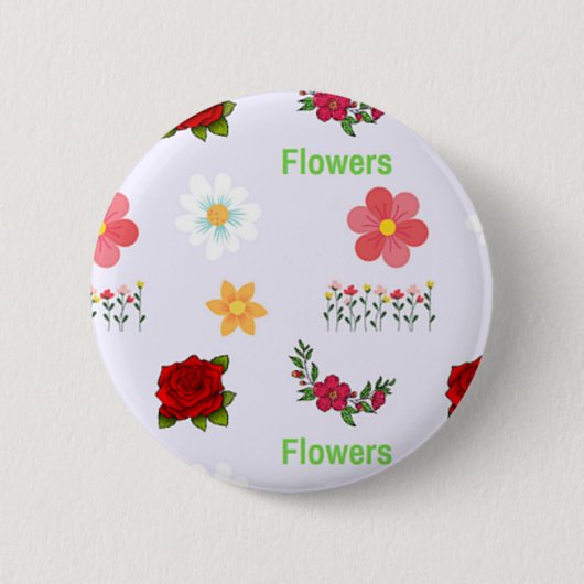 Bloemenpatroon op grijs ronde button 5,7 cm (Voorkant)