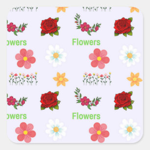 Bloemenpatroon op grijs vierkante sticker