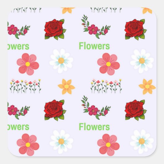 Bloemenpatroon op grijs vierkante sticker (Voorkant)