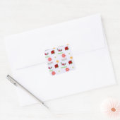 Bloemenpatroon op grijs vierkante sticker (Envelop)