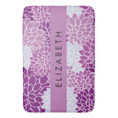 Bloemenpatroon, Paarse dahlia, Jouw naam Badmat (Voorkant Verticaal)