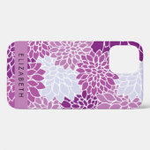Bloemenpatroon, Paarse dahlia, Jouw naam Case-Mate iPhone Case (Achterkant (horizontaal))