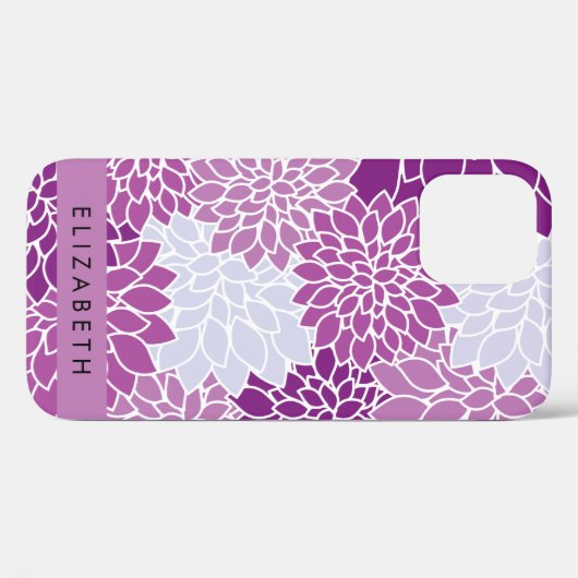 Bloemenpatroon, Paarse dahlia, Jouw naam Case-Mate iPhone Case (Achterkant (horizontaal))