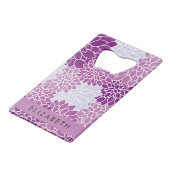 Bloemenpatroon, Paarse dahlia, Jouw naam Creditkaart Flessenopener (Achterkant Gekanteld)