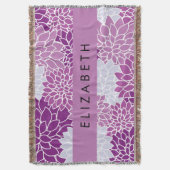 Bloemenpatroon, Paarse dahlia, Jouw naam Deken (Voorkant Verticaal)