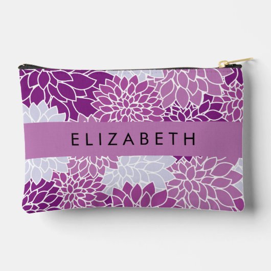 Bloemenpatroon, Paarse dahlia, Jouw naam Etui (Achterkant)