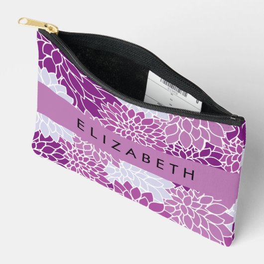 Bloemenpatroon, Paarse dahlia, Jouw naam Etui (Open)