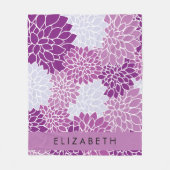 Bloemenpatroon, Paarse dahlia, Jouw naam Fleece Deken (Voorkant)