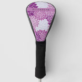 Bloemenpatroon, Paarse dahlia, Jouw naam Golfheadcover (Voorkant)