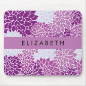 Bloemenpatroon, Paarse dahlia, Jouw naam Muismat (Voorkant)