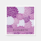 Bloemenpatroon, Paarse dahlia, Jouw naam Servet (Voorkant)