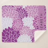 Bloemenpatroon, Paarse dahlia, Jouw naam Sherpa Deken (Voorkant (horizontaal))