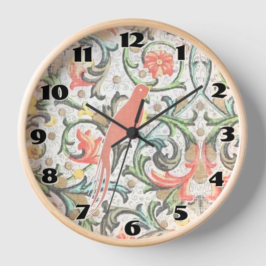  bloemenpatroon Peach Love Bird Clock (Voorkant)