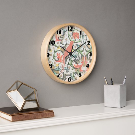  bloemenpatroon Peach Love Bird Clock (Kantoor)