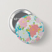 Bloemenpatroon Ronde Button 5,7 Cm (Voorkant /achterkant)
