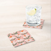 Bloemenpatroon Roze Daisy Design Kartonnen Onderzetters (Insitu)