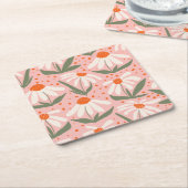 Bloemenpatroon Roze Daisy Design Kartonnen Onderzetters (Schuin)