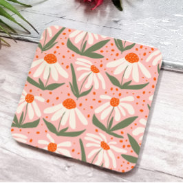 Bloemenpatroon Roze Daisy Design Kartonnen Onderzetters