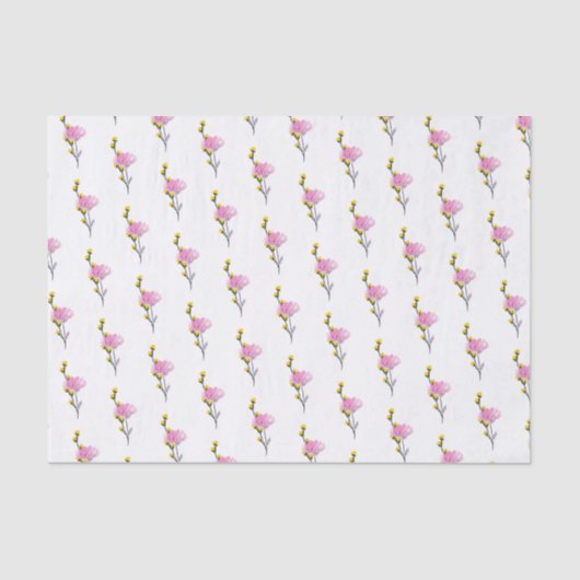 Bloemenpatroon Roze en Geel Eenvoudig Bloemmotief Tissuepapier (Voorkant)