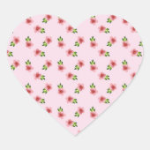 Bloemenpatroon  Roze Romantisch Hart Sticker (Voorkant)