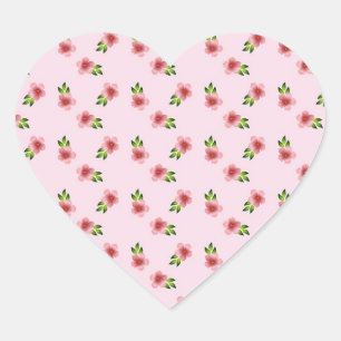 Bloemenpatroon Roze Romantisch Hart Sticker