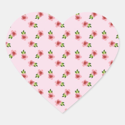 Bloemenpatroon  Roze Romantisch Hart Sticker (Voorkant)