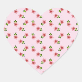 Bloemenpatroon  Roze Romantisch Hart Sticker