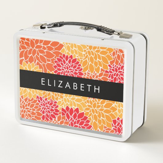 Bloemenpatroon, Sinaasappel Dahlia, Jouw naam (Achterkant)