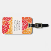 Bloemenpatroon, Sinaasappel Dahlia, Jouw naam Bagagelabel (Voorkant horizontaal)