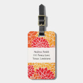 Bloemenpatroon, Sinaasappel Dahlia, Jouw naam Bagagelabel (Voorkant verticaal)
