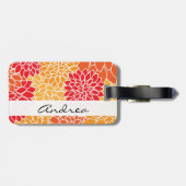 Bloemenpatroon, Sinaasappel Dahlia, Jouw naam Bagagelabel (Achterkant horizontaal)