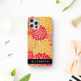 Bloemenpatroon, Sinaasappel Dahlia, Jouw naam Case-Mate iPhone Case