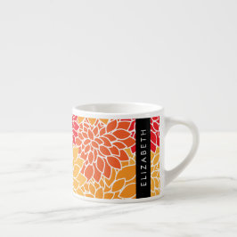 Bloemenpatroon, Sinaasappel Dahlia, Jouw naam Espresso Kop