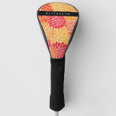 Bloemenpatroon, Sinaasappel Dahlia, Jouw naam Golfheadcover (Voorkant)