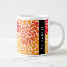 Bloemenpatroon, Sinaasappel Dahlia, Jouw naam Grote Koffiekop