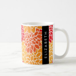 Bloemenpatroon, Sinaasappel Dahlia, Jouw naam Koffiemok