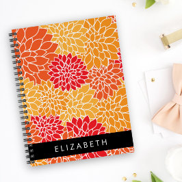 Bloemenpatroon, Sinaasappel Dahlia, Jouw naam Notitieboek