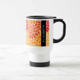 Bloemenpatroon, Sinaasappel Dahlia, Jouw naam Reisbeker