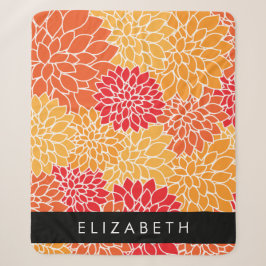 Bloemenpatroon, Sinaasappel Dahlia, Jouw naam Sherpa Deken
