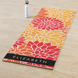 Bloemenpatroon, Sinaasappel Dahlia, Jouw naam Yogamat
