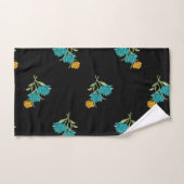 Bloemenpatroon Turkoois Koraal Groen op Zwart Bad Handdoek (Handdoek)