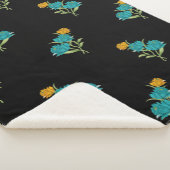 Bloemenpatroon Turkoois Koraal Groen op Zwart Sherpa Deken (3/4)