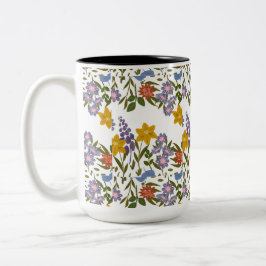 bloemenpatroon tweekleurige koffiemok
