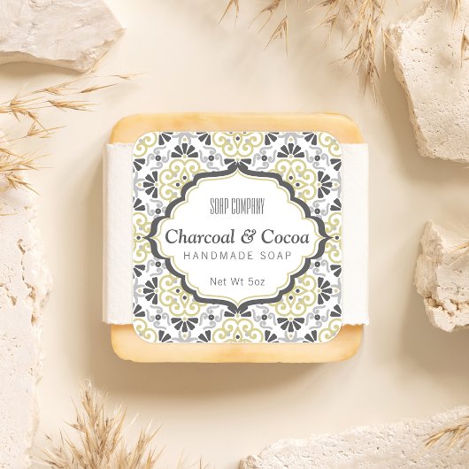 Bloemenpatroon Vrouwelijk Grijs Beige Zeep Label